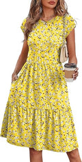 WIHOLL Summer Dresses for Women 2026 Cap Sleeve Casual Sundresses Floral Tiered Swing Fashion Beach Vacation Dress